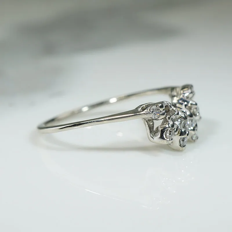Diamond Set Leafy Curved Wedding Band