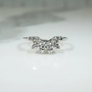 Diamond Set Leafy Curved Wedding Band