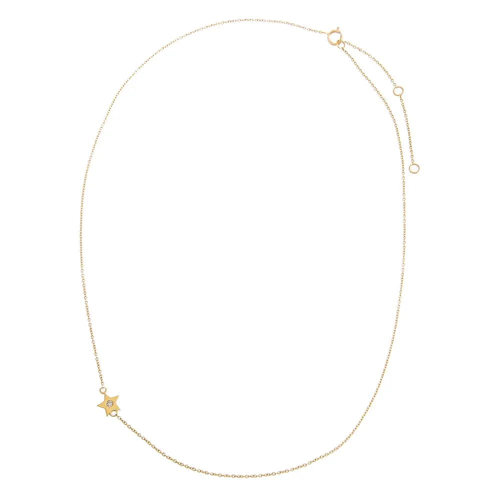 Diamond Sideway Star Necklace 14K
