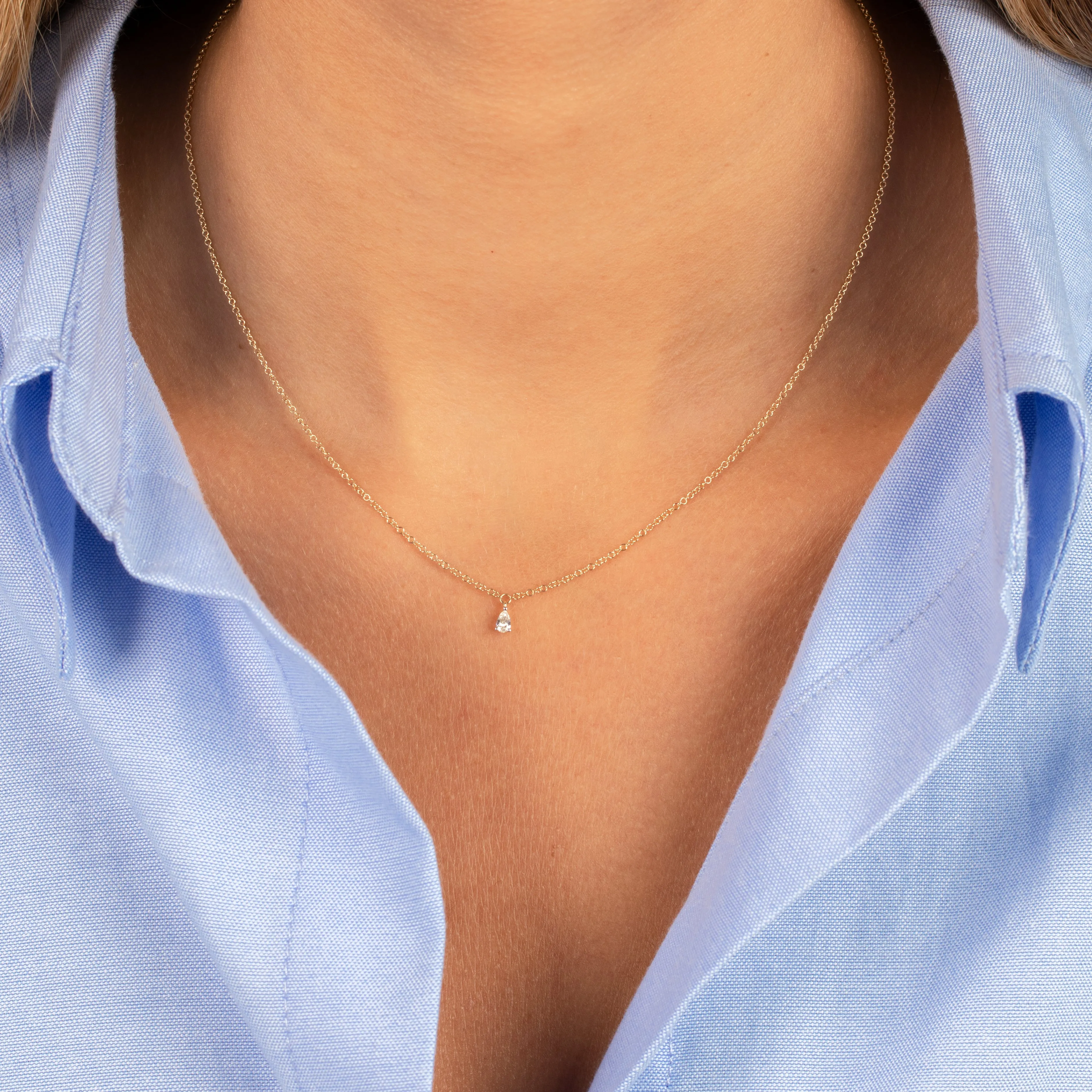 Diamond Teardrop Necklace 14K