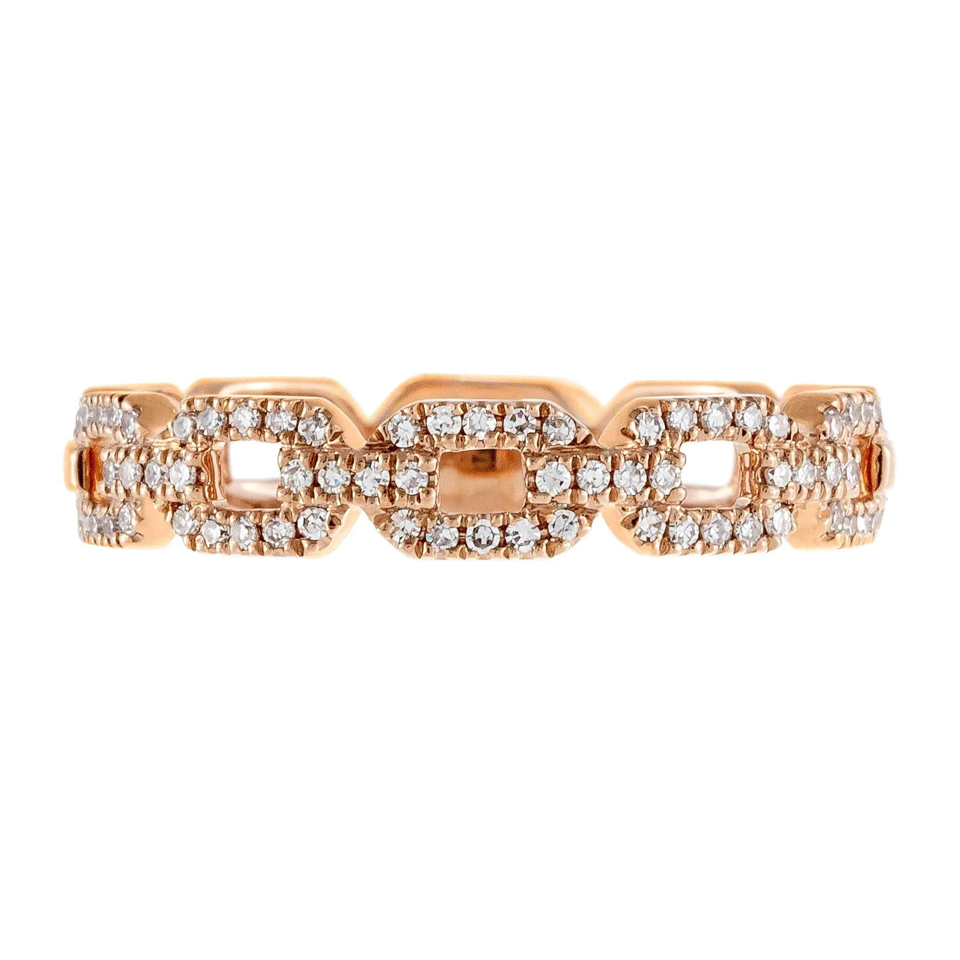 Diamond X Solid Box Link Ring 14K