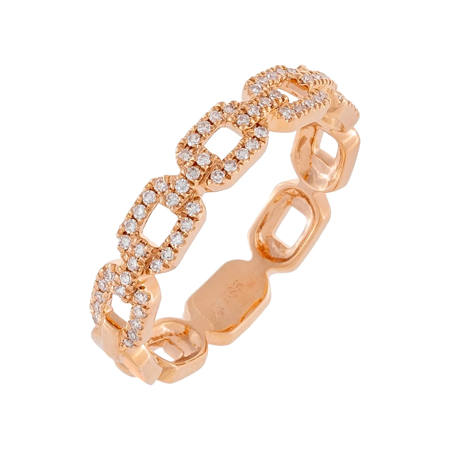 Diamond X Solid Box Link Ring 14K