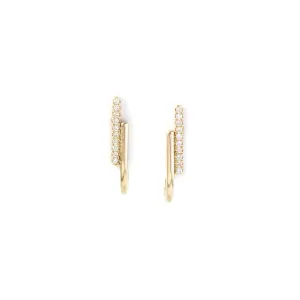 Double bar diamond hoop earrings