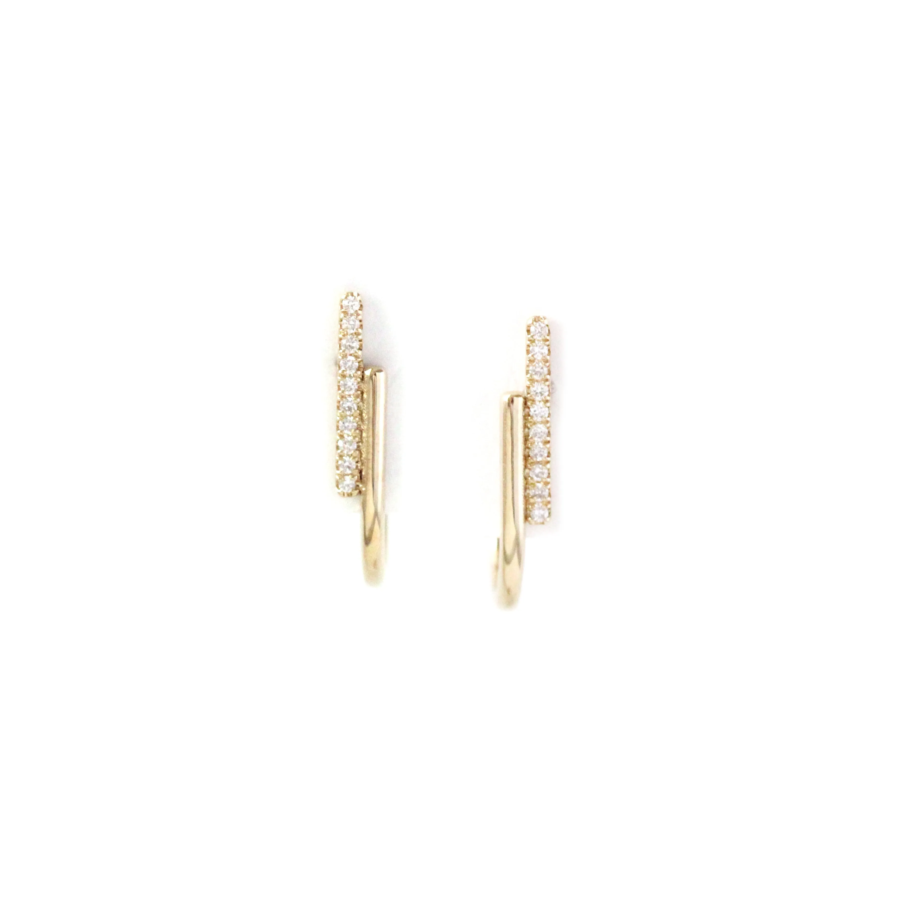 Double bar diamond hoop earrings
