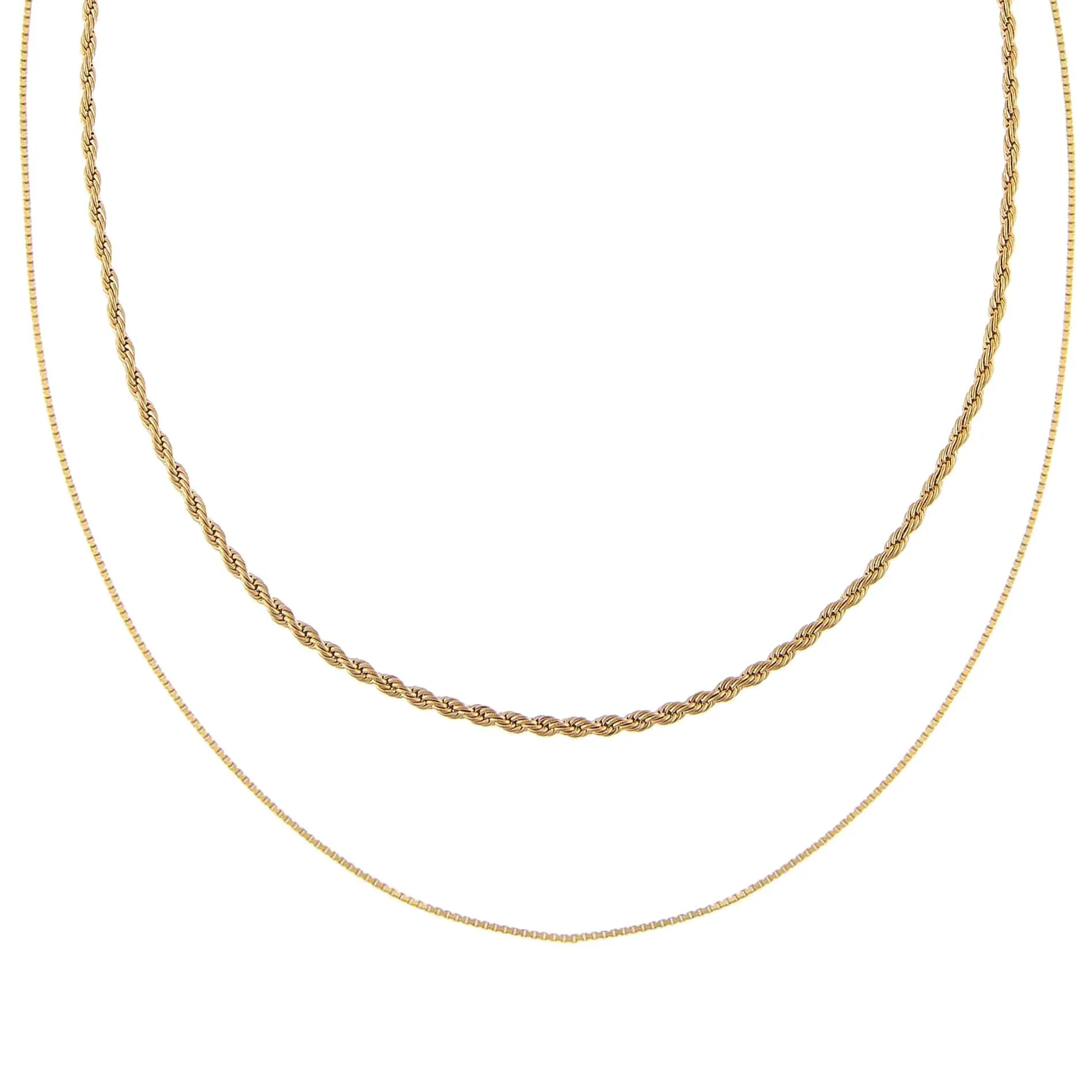 Double Chain Rope X Box Necklace