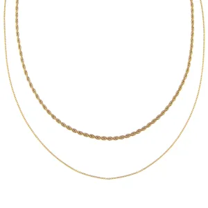 Double Chain Rope X Box Necklace