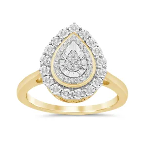 Double Halo Ring with 0.15ct of Diamonds in 9ct Yellow Gold