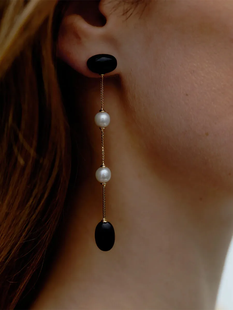 Dualism Long Earrings - Gold