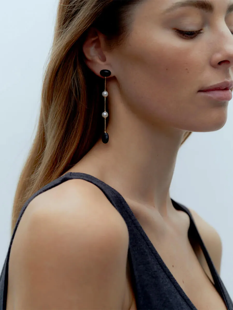 Dualism Long Earrings - Gold
