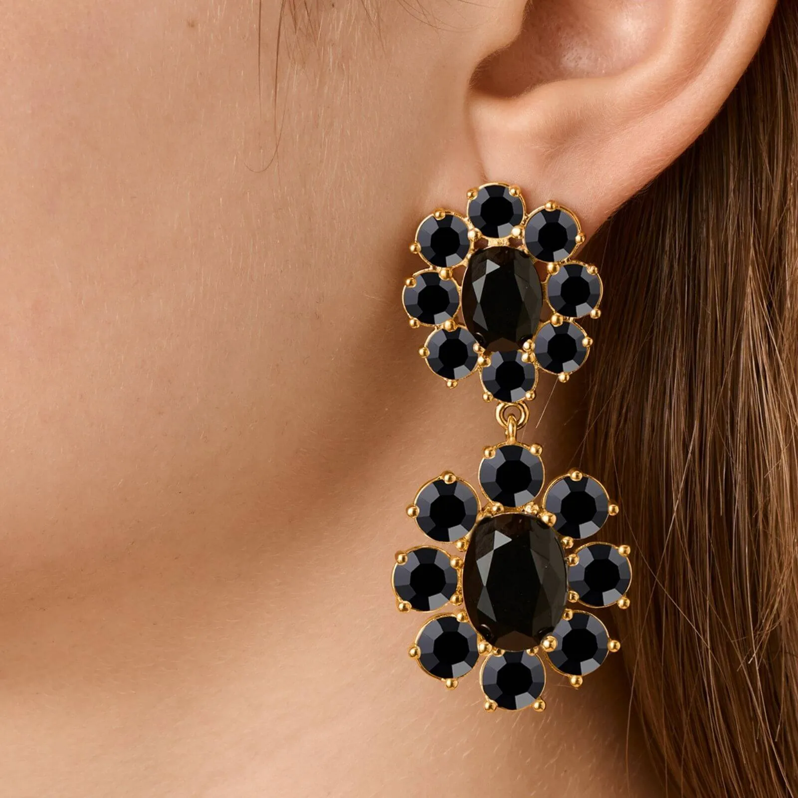 Dyrberg Kern Lina Gold Earrings - Black