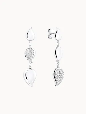 Earrings SIGNATURE Wave - 3 drop elements - Diamond Pavé with Diamond Pavé