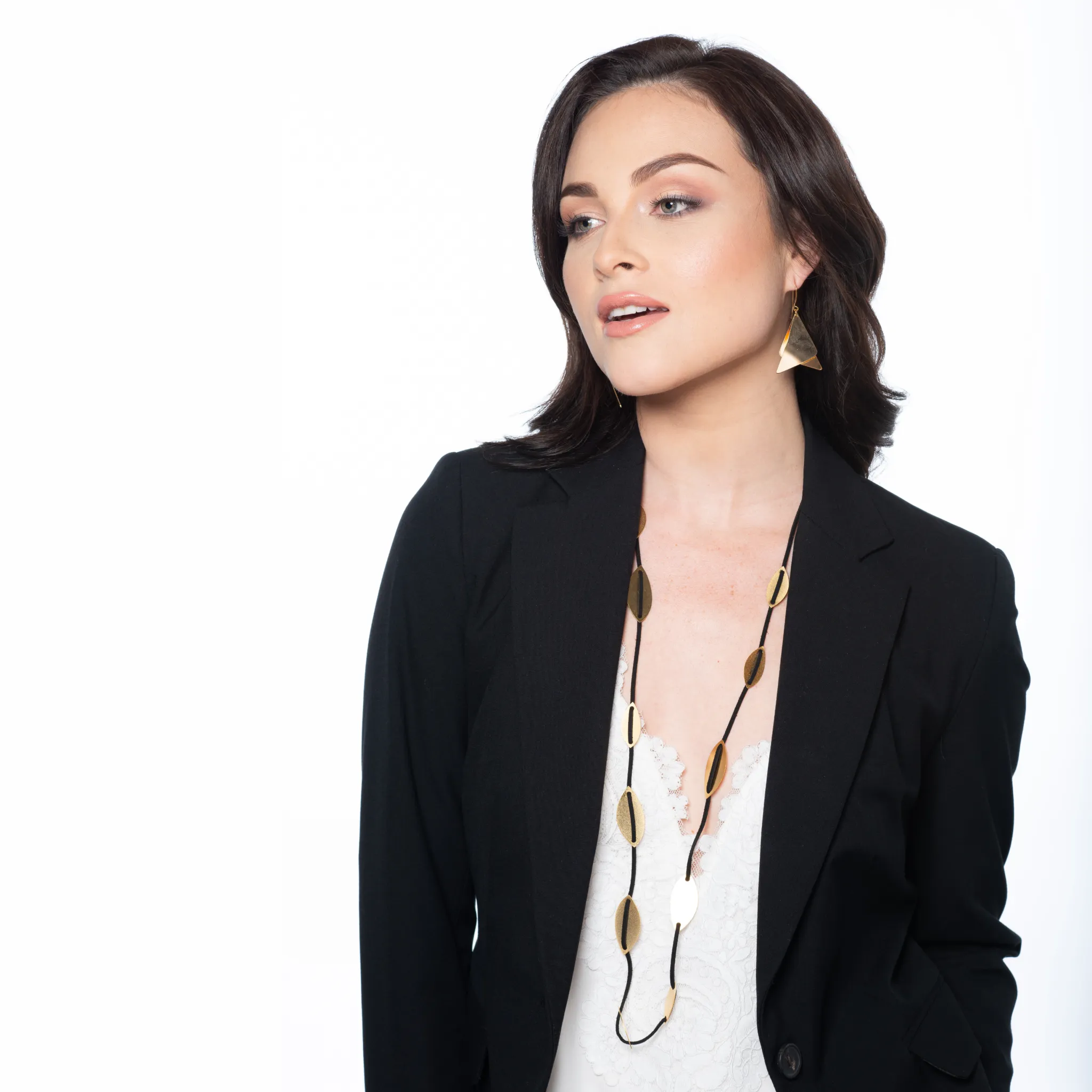 Eleanor Two gold bent triangles earrings
