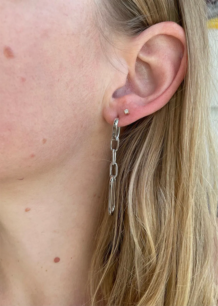 Elegance Rhodium Plated Silver Ultrafine Drop Earring