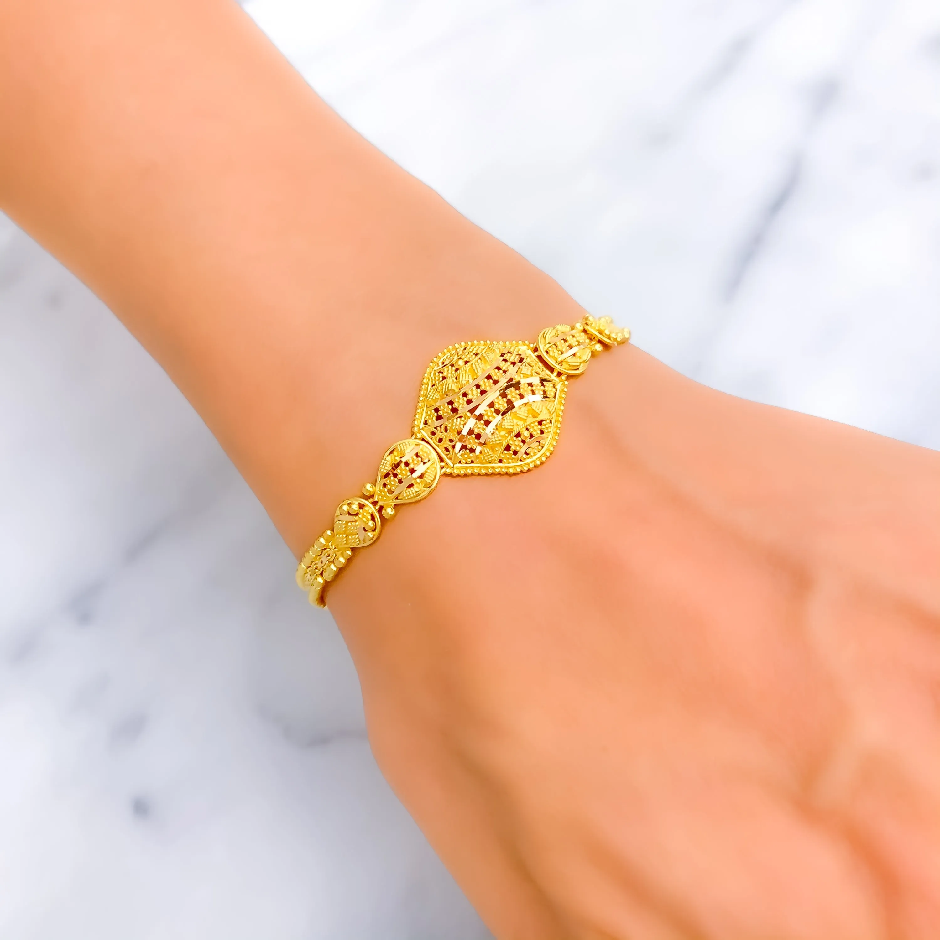 Elegant Engraved 22k Gold Bracelet