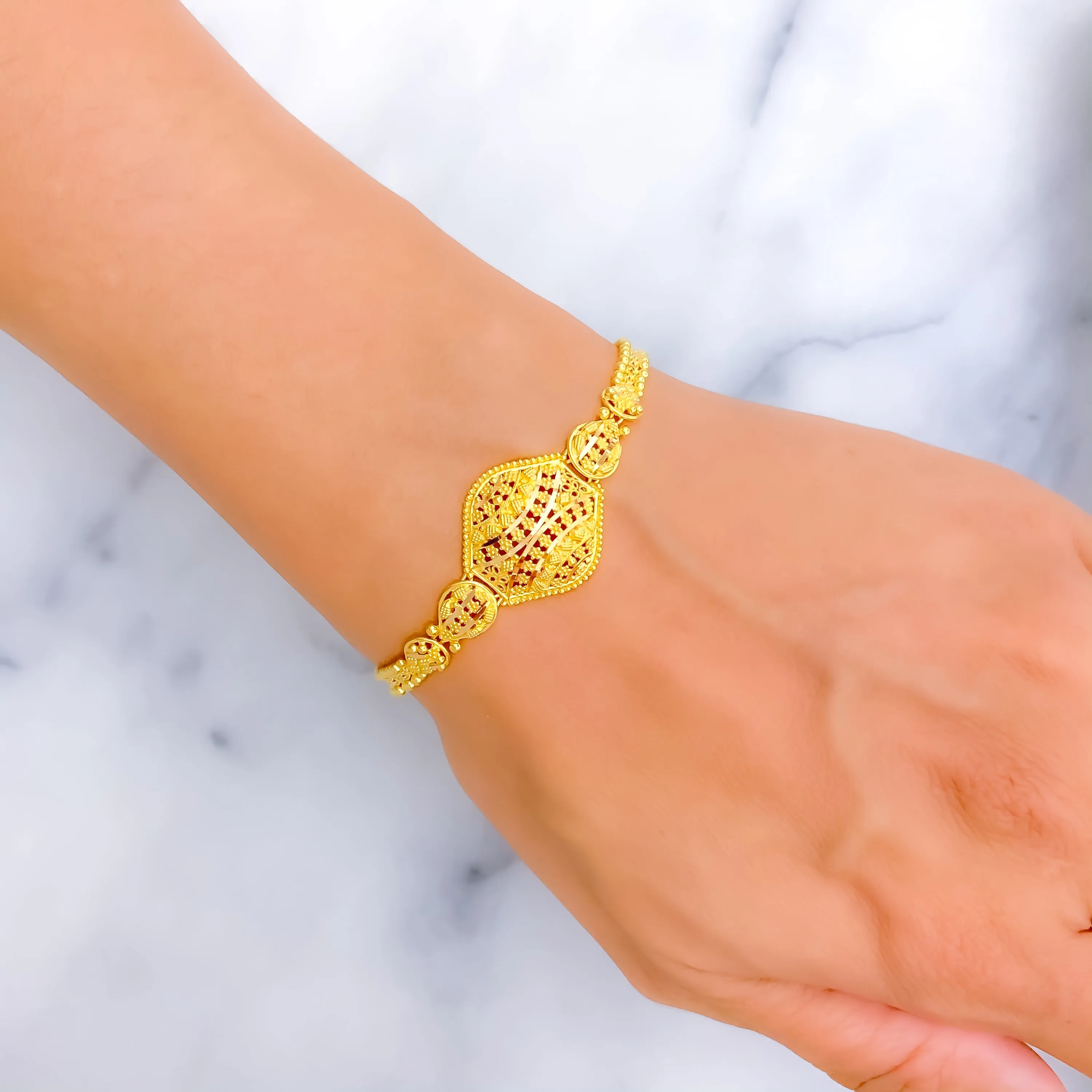 Elegant Engraved 22k Gold Bracelet