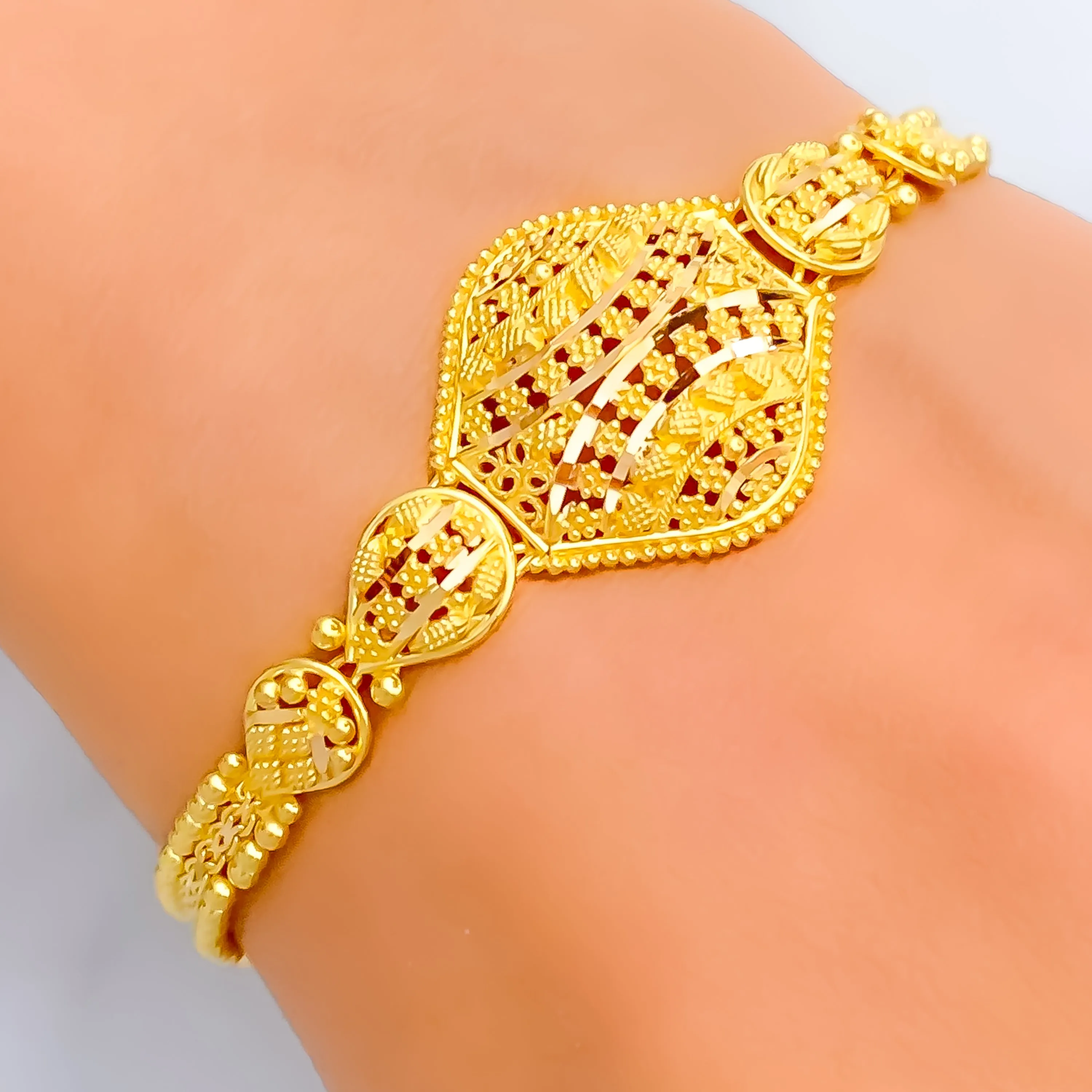 Elegant Engraved 22k Gold Bracelet