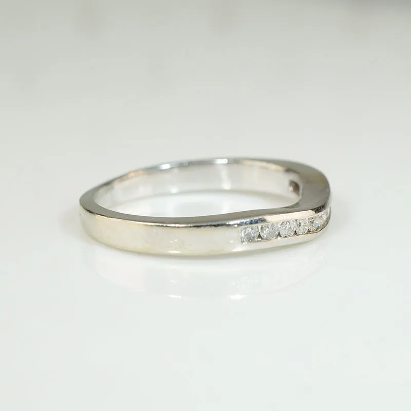 Elegant Estate Curved Diamond Band in White Gold