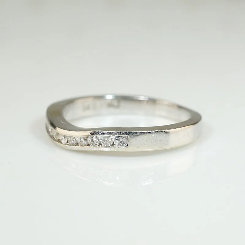 Elegant Estate Curved Diamond Band in White Gold