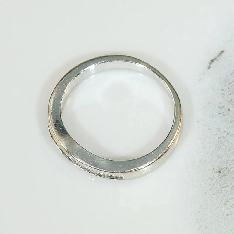 Elegant Estate Curved Diamond Band in White Gold