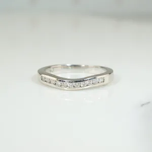 Elegant Estate Curved Diamond Band in White Gold