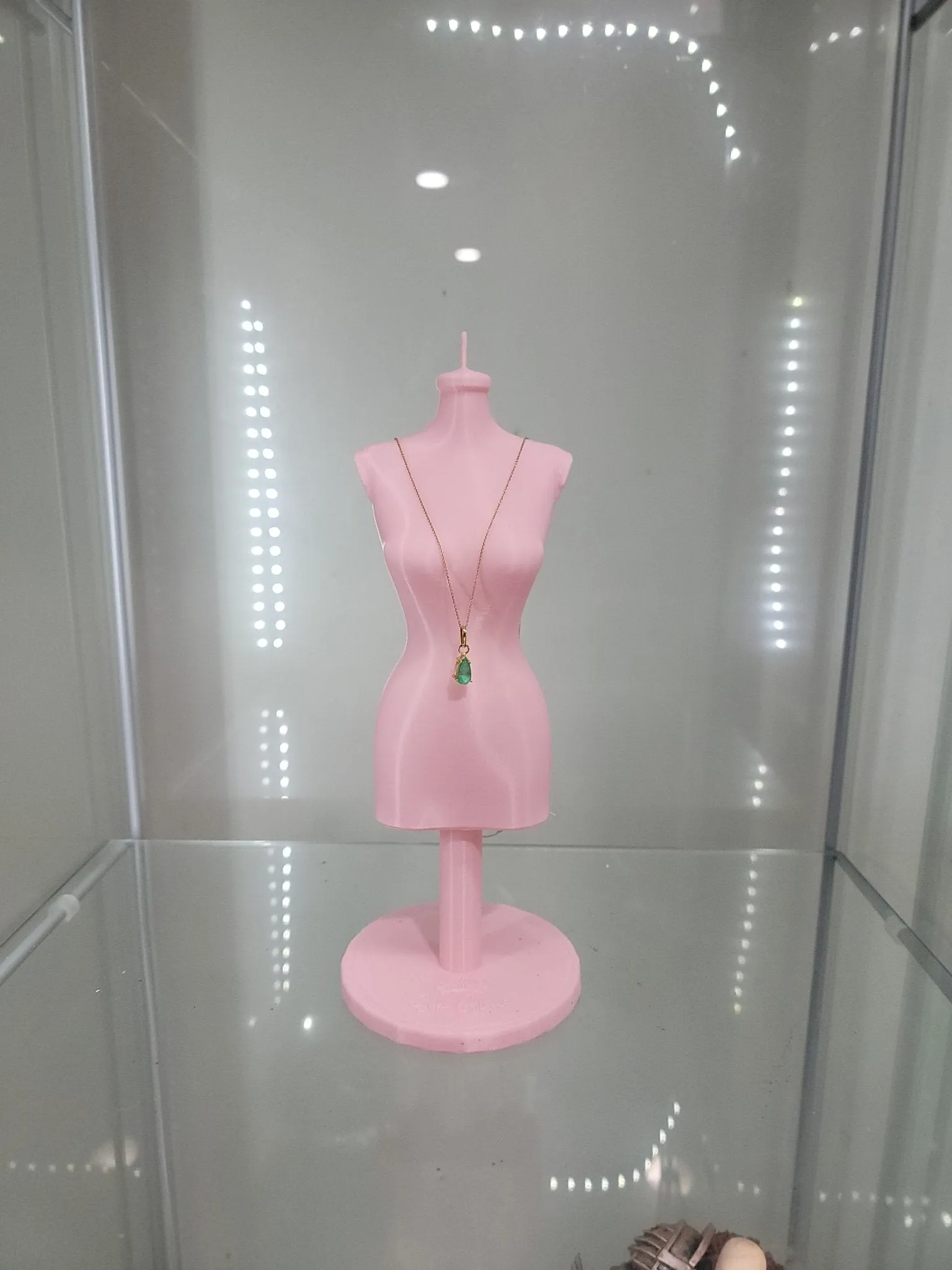 Elegant Pink Mannequin Jewelry Stand - Perfect for Displaying Necklaces & Accessories