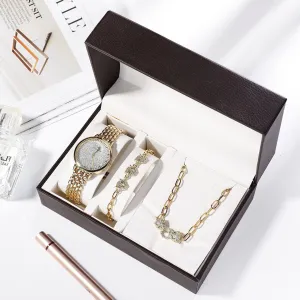 Elegant Rose Gold Jewelry Set – Watch, Bracelet & Earrings