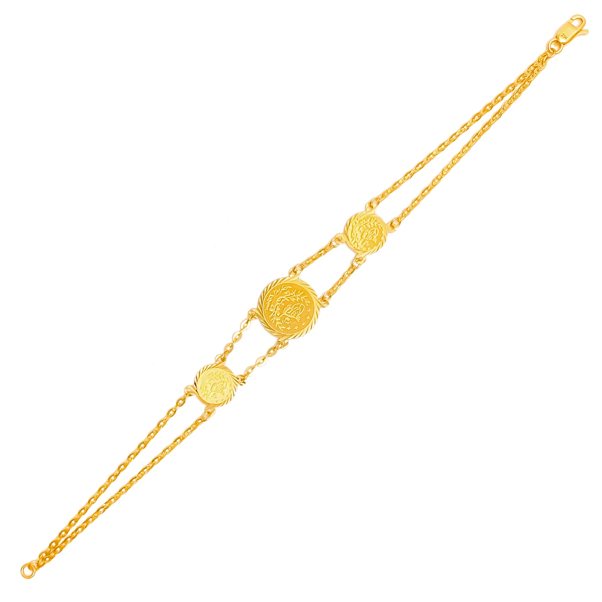 Elegant Sparkling 21k Gold Coin Bracelet