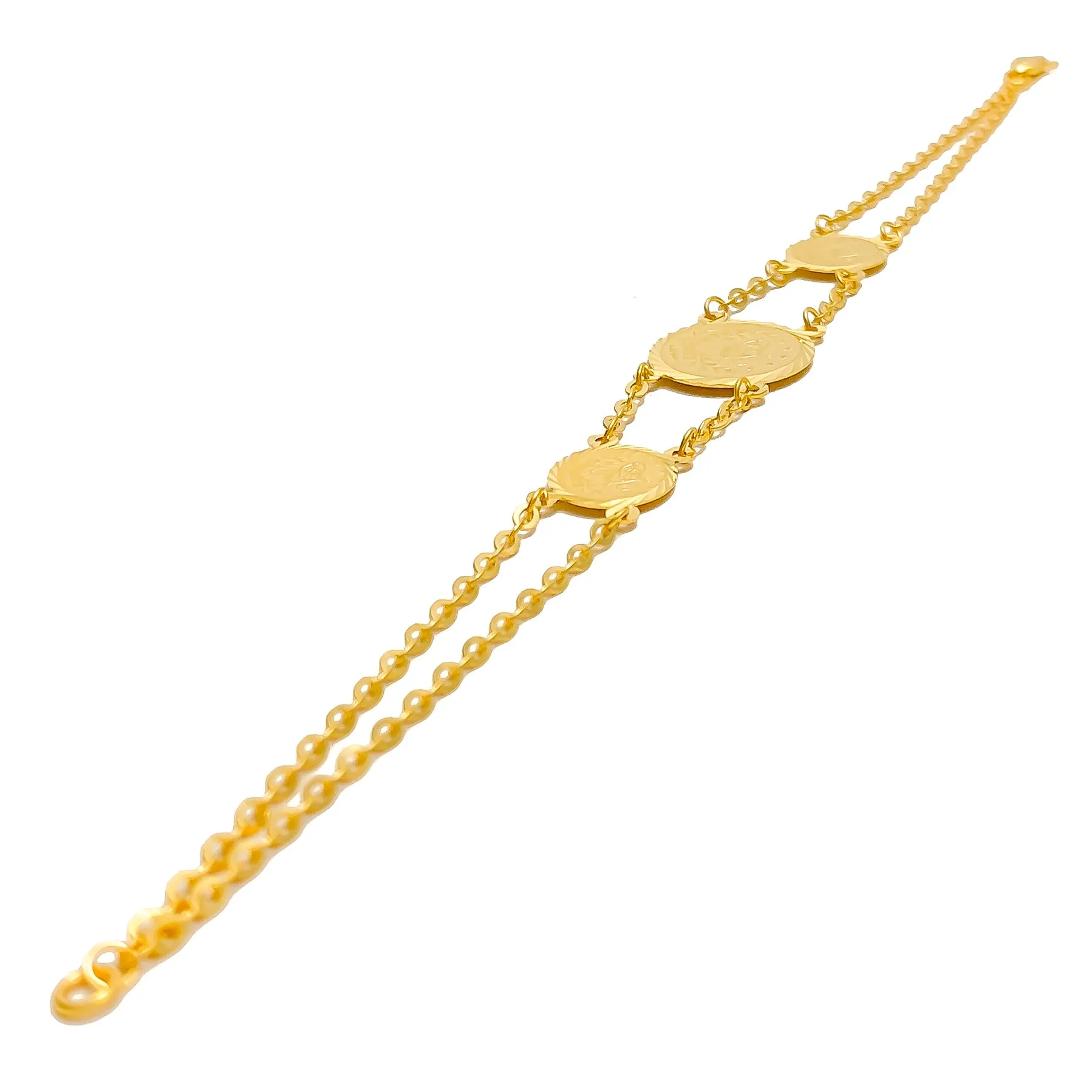 Elegant Sparkling 21k Gold Coin Bracelet