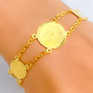 Elegant Sparkling 21k Gold Coin Bracelet