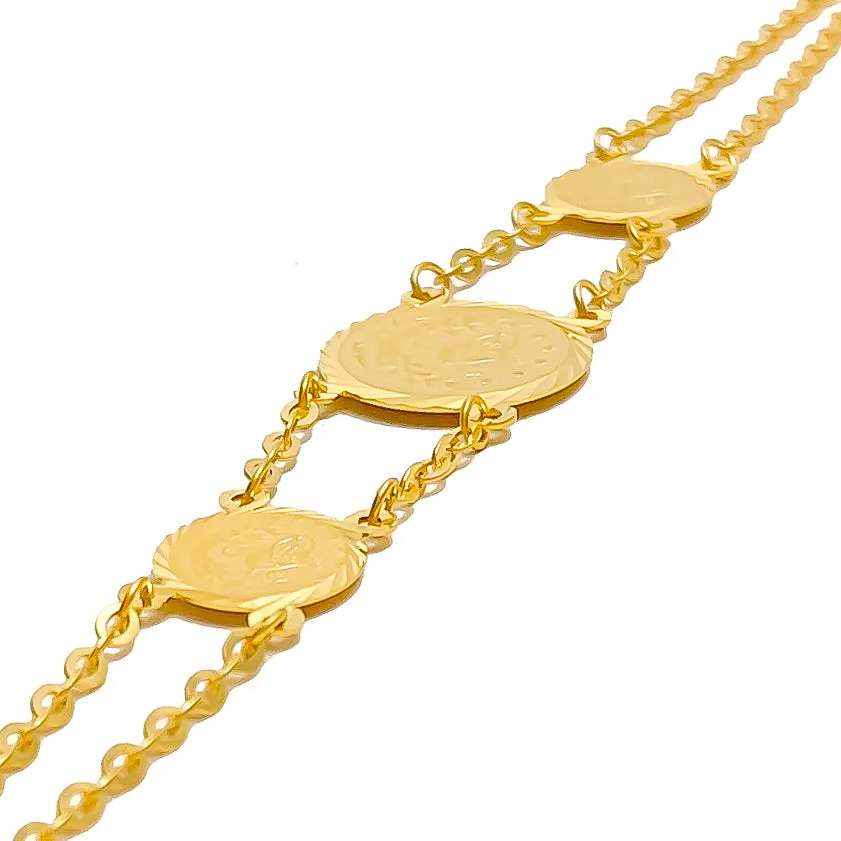 Elegant Sparkling 21k Gold Coin Bracelet