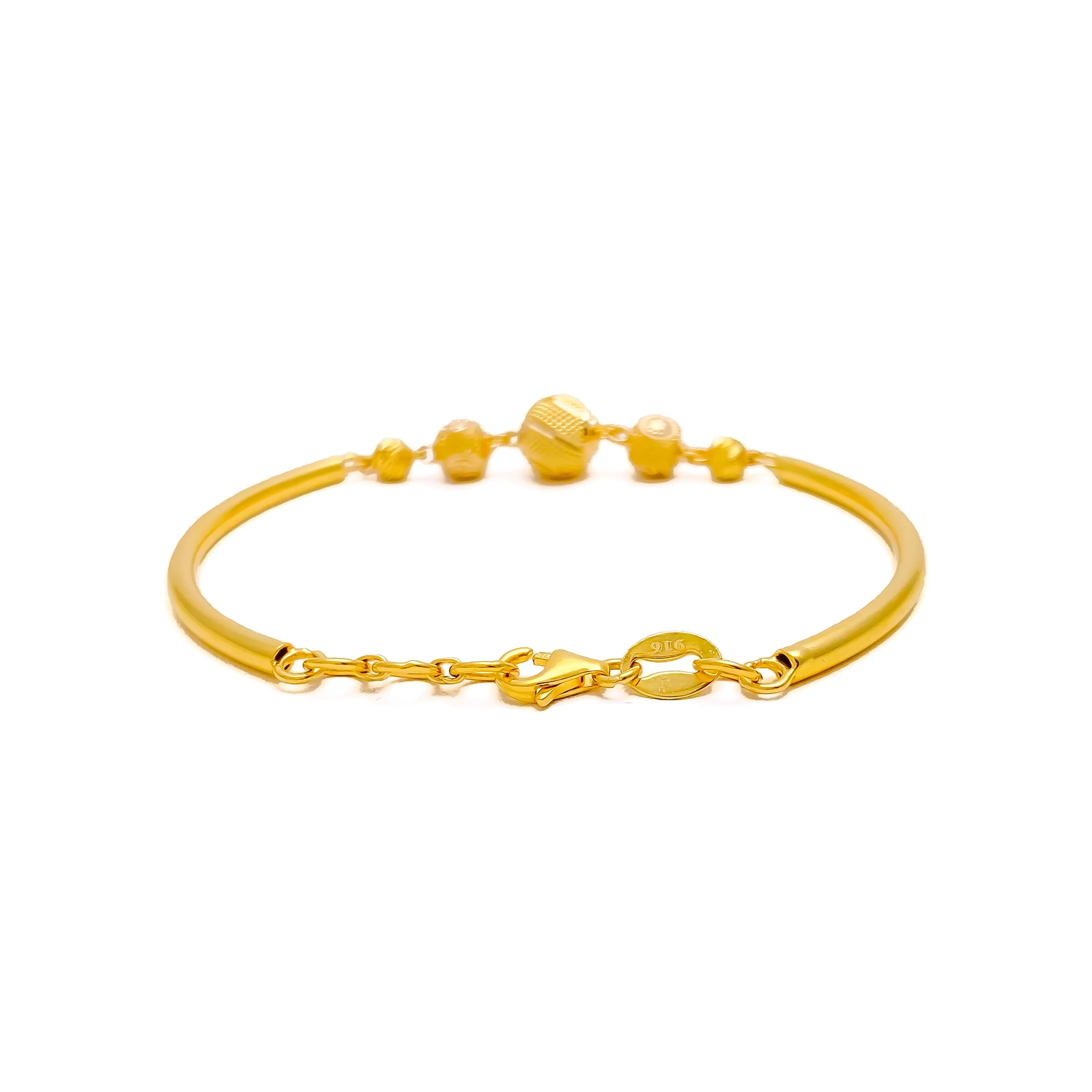 Elegant Sparkling 22k Gold Orb Flexi Bangle Bracelet