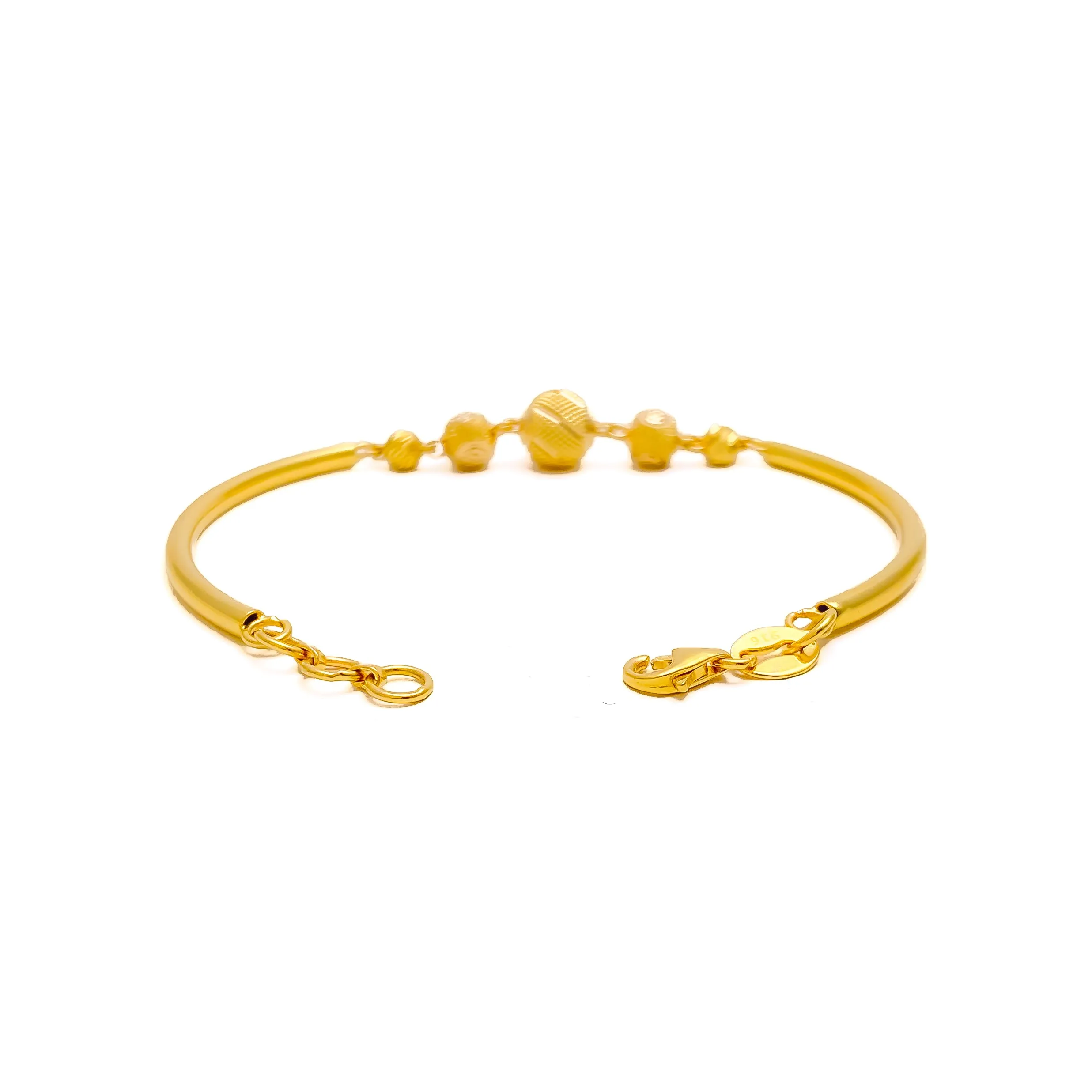 Elegant Sparkling 22k Gold Orb Flexi Bangle Bracelet