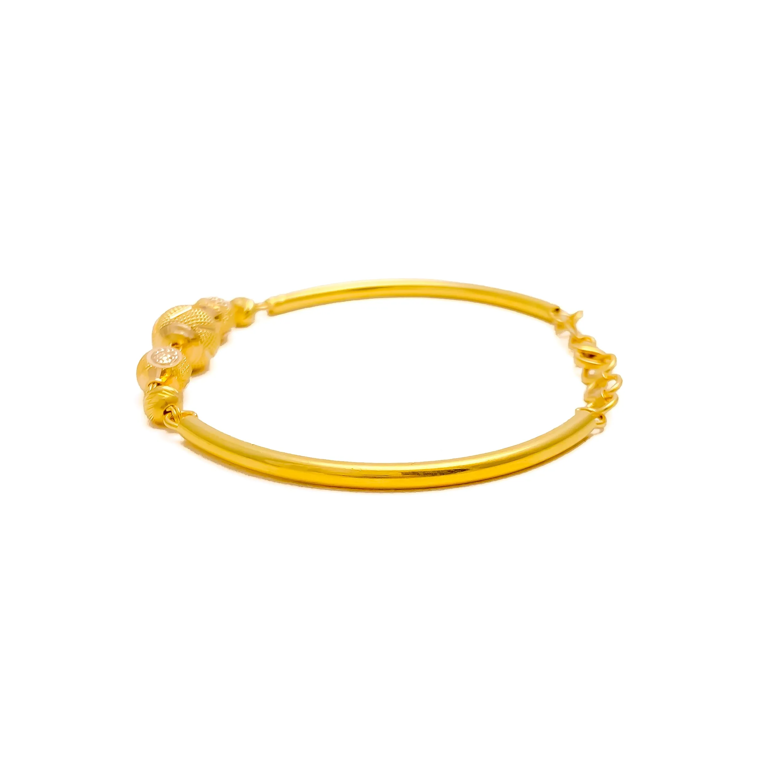 Elegant Sparkling 22k Gold Orb Flexi Bangle Bracelet