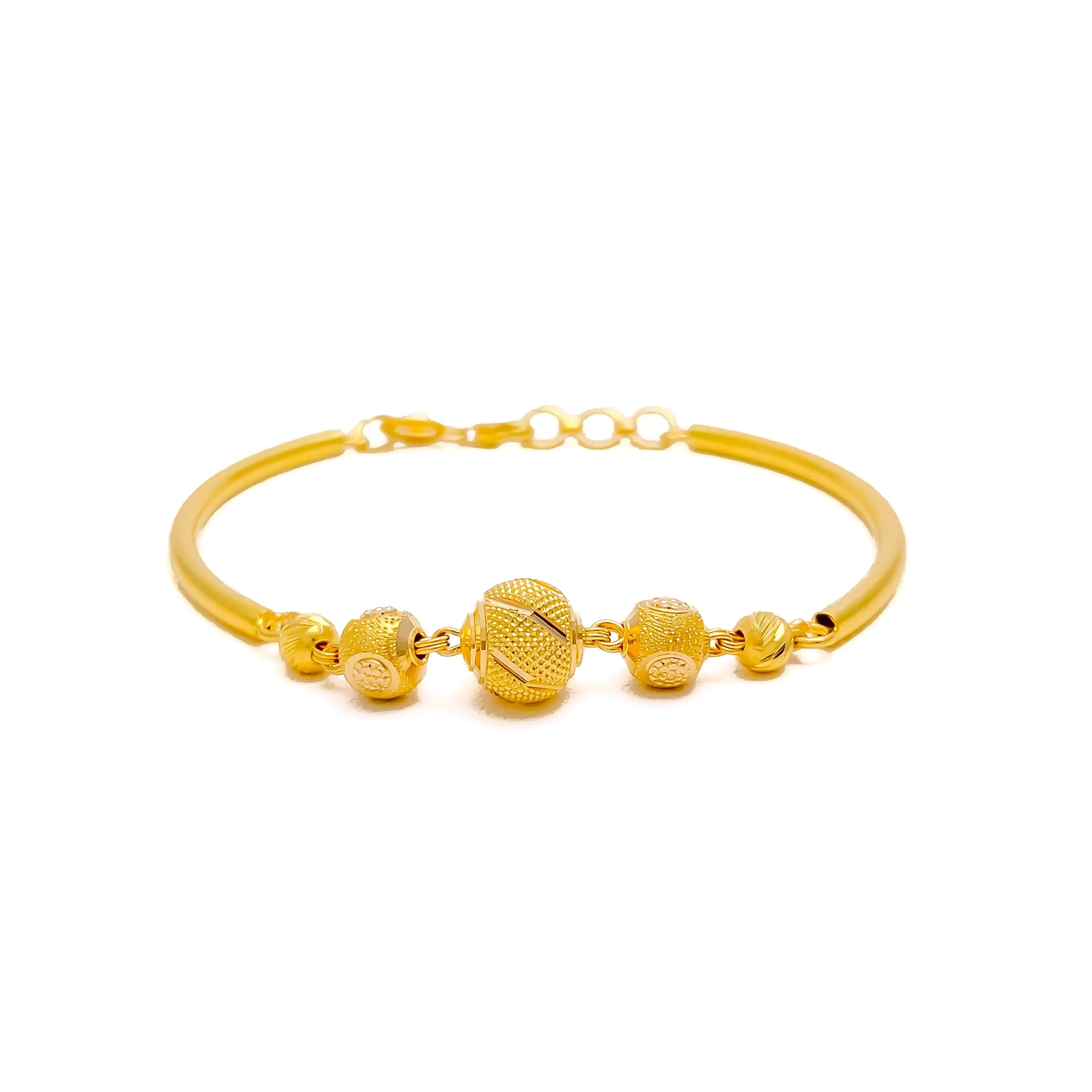 Elegant Sparkling 22k Gold Orb Flexi Bangle Bracelet