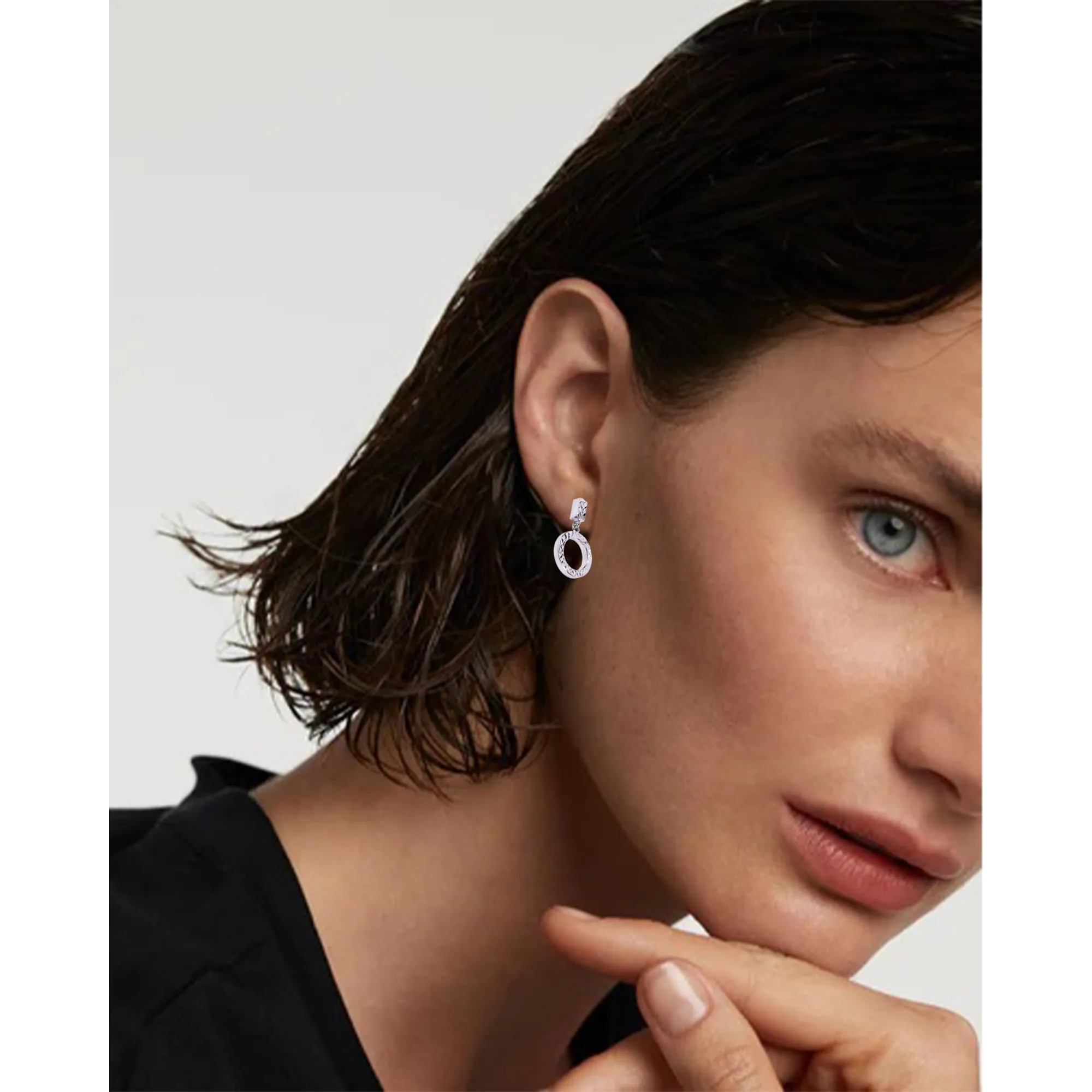Elegant  White Gold Diamond Cut Earrings