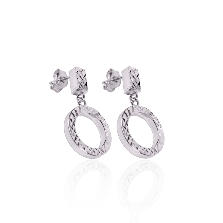 Elegant  White Gold Diamond Cut Earrings