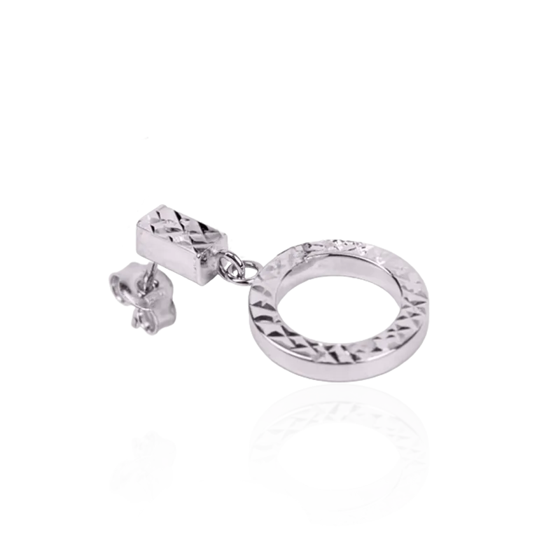Elegant  White Gold Diamond Cut Earrings