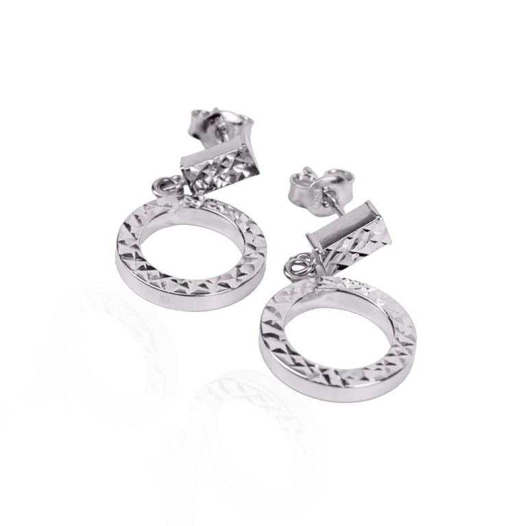 Elegant  White Gold Diamond Cut Earrings