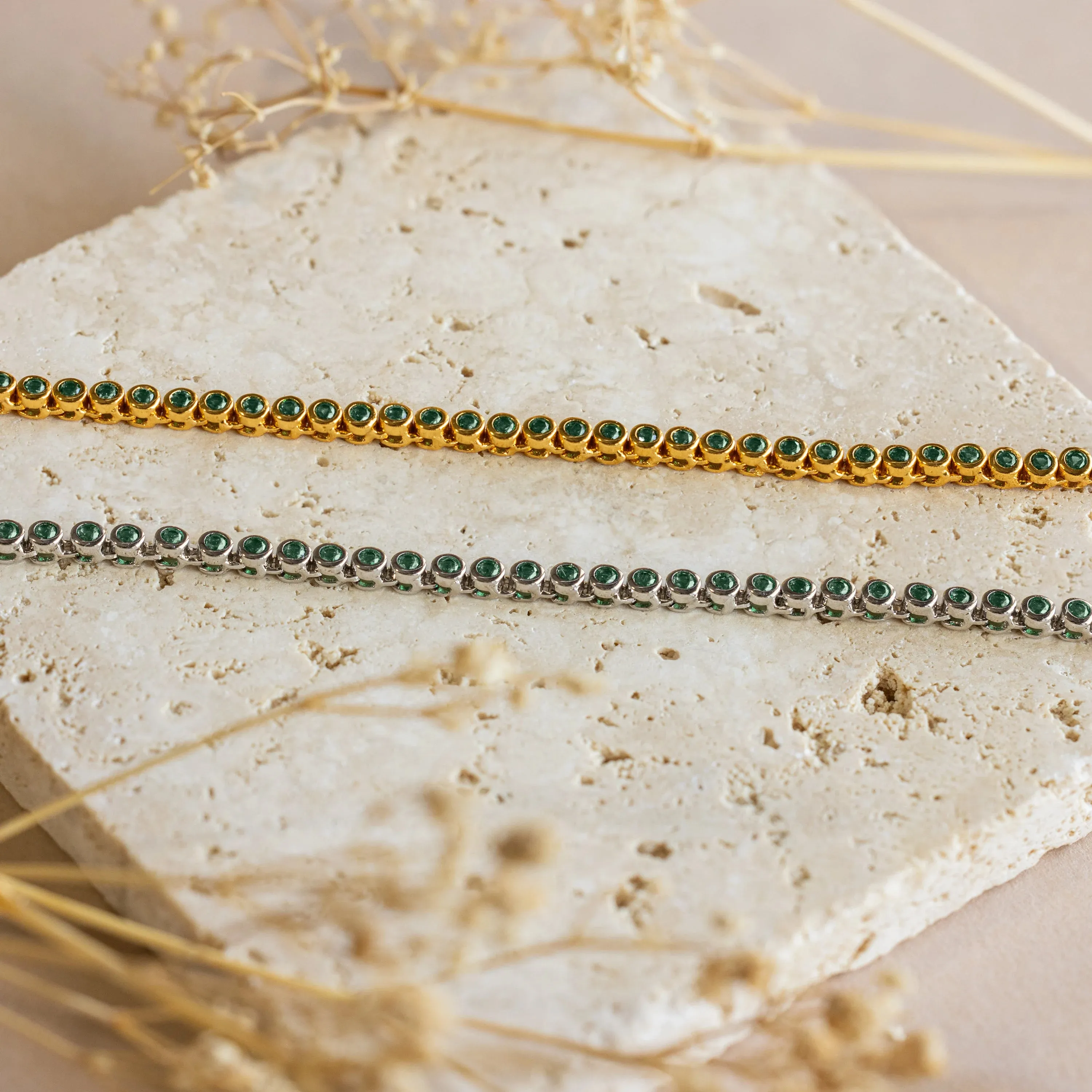Emerald Bezel Tennis Necklace