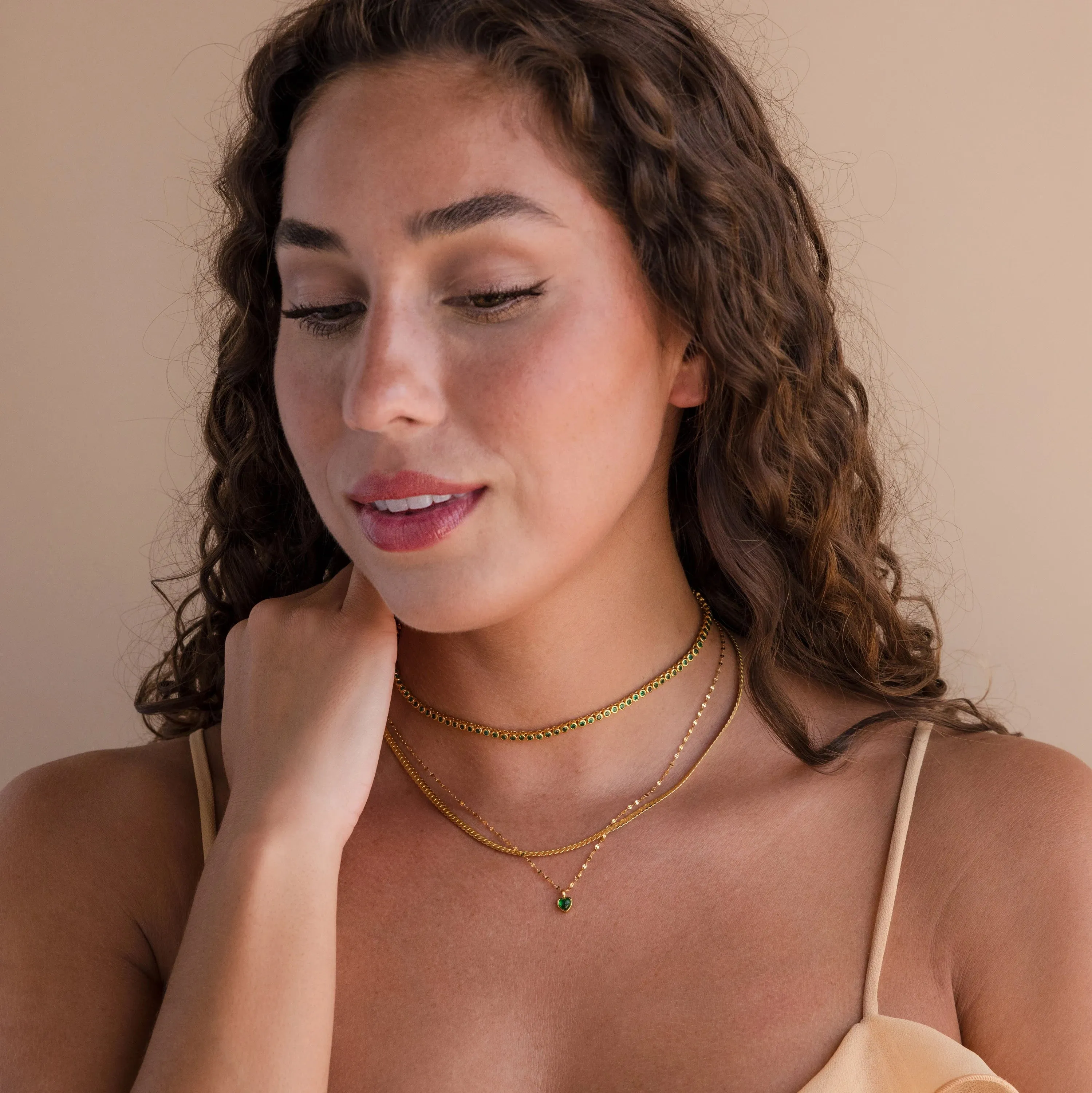 Emerald Bezel Tennis Necklace