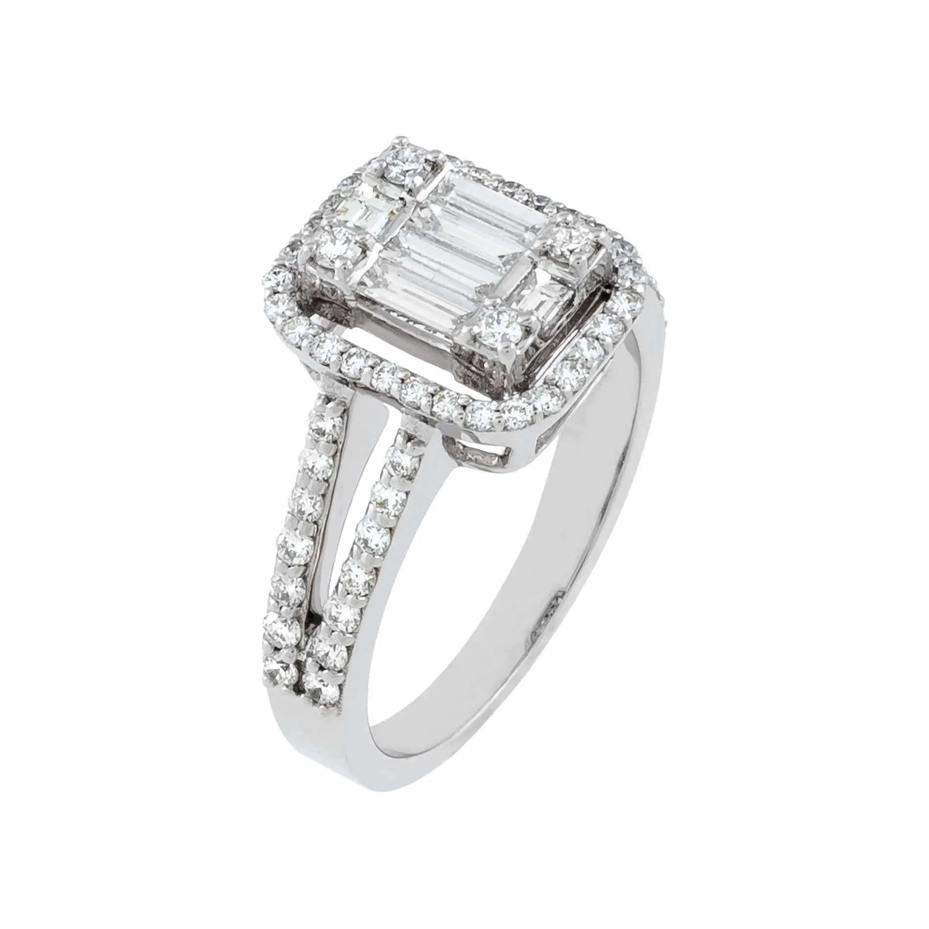 Emerald Diamond Illusion Ring 14K