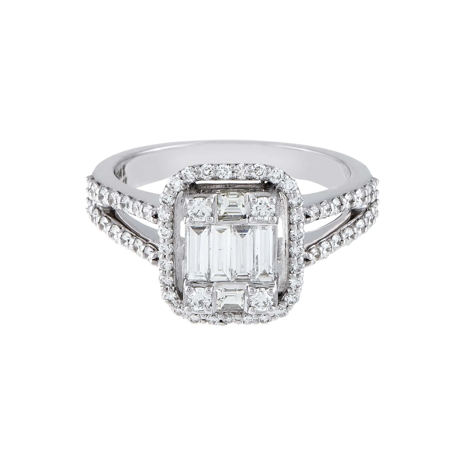 Emerald Diamond Illusion Ring 14K