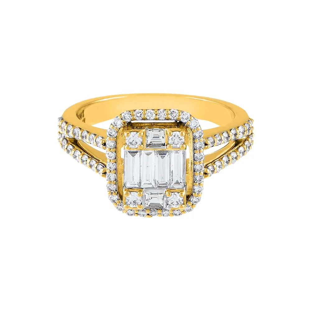 Emerald Diamond Illusion Ring 14K