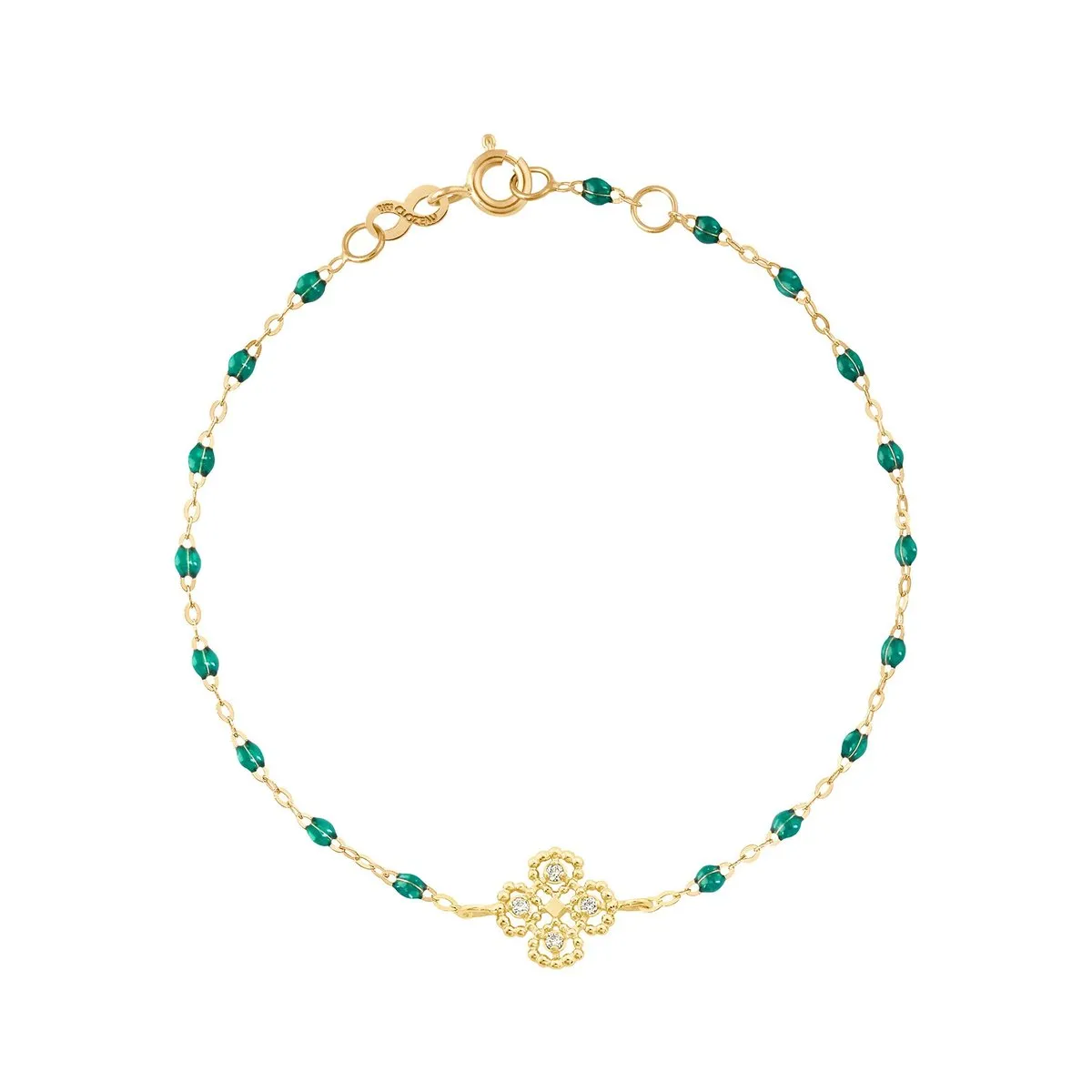 Emerald Lucky Clover Classic Gigi diamond Bracelet- 18k Yellow Gold