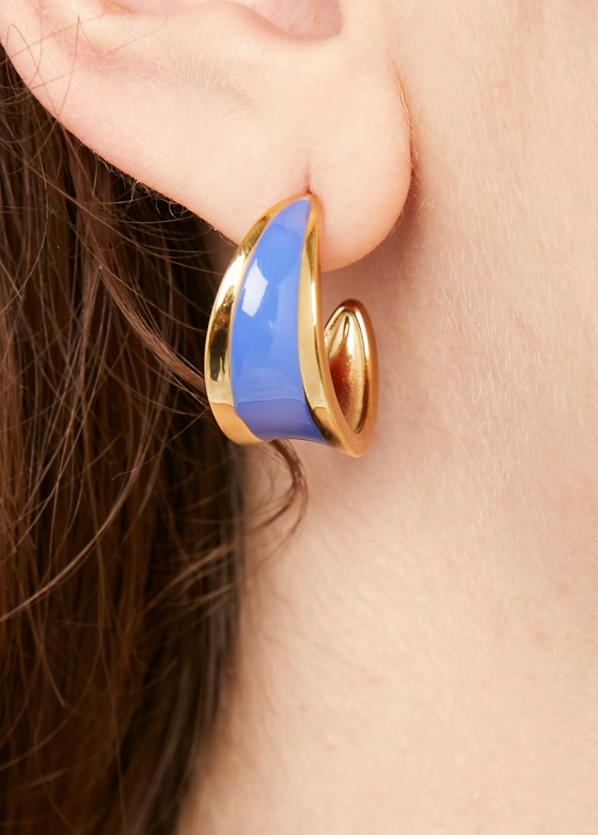Enamel and steel hoop earrings