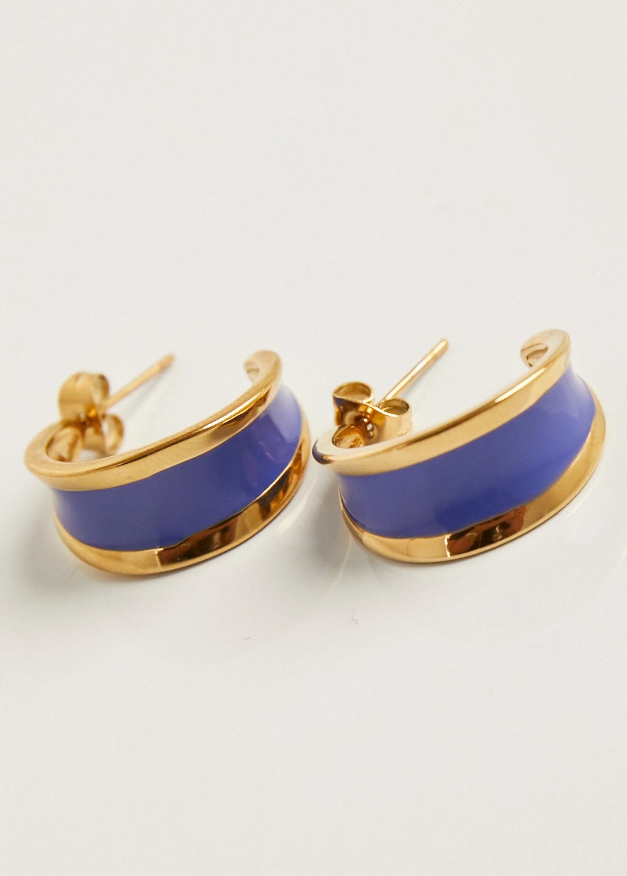 Enamel and steel hoop earrings