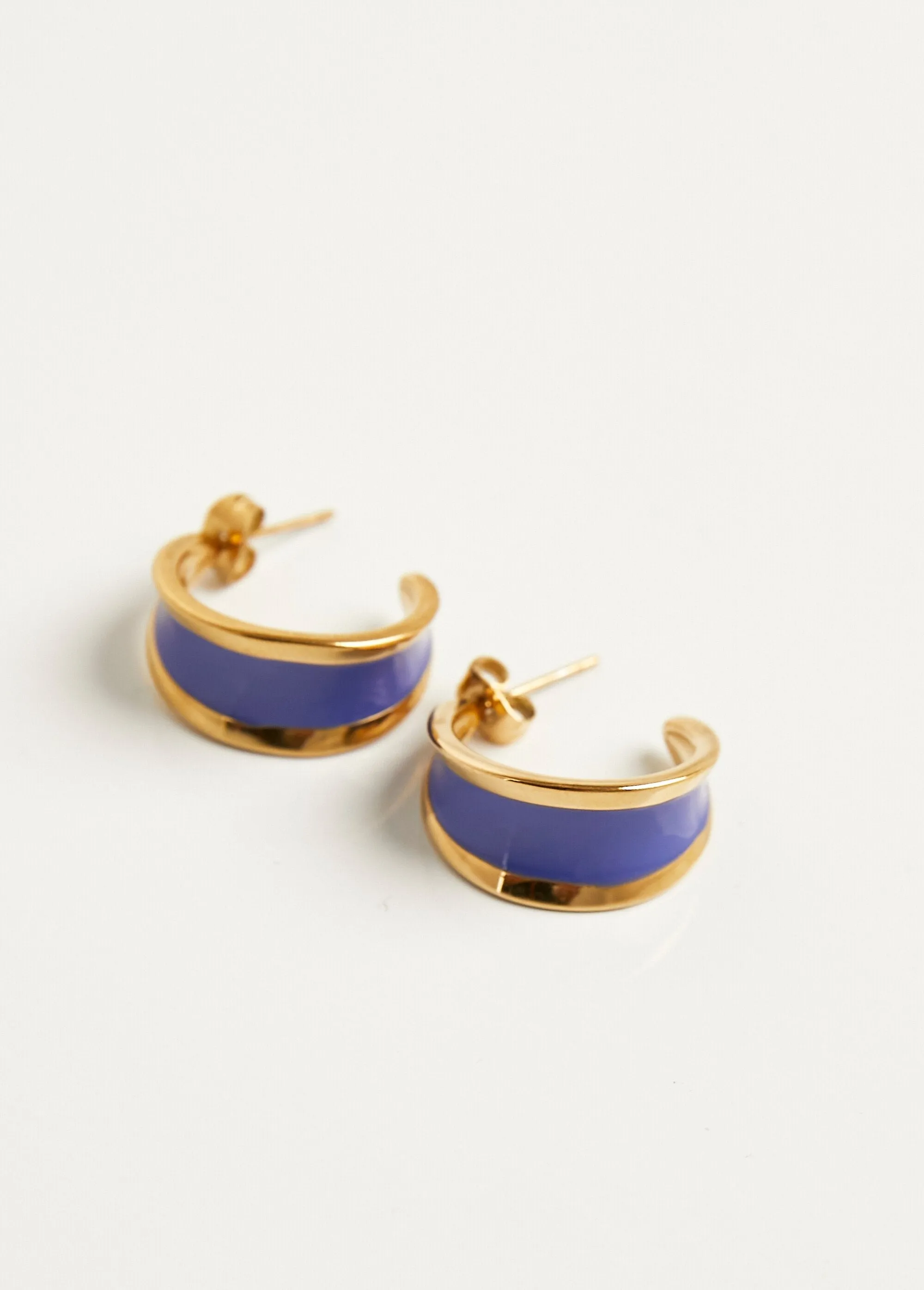 Enamel and steel hoop earrings