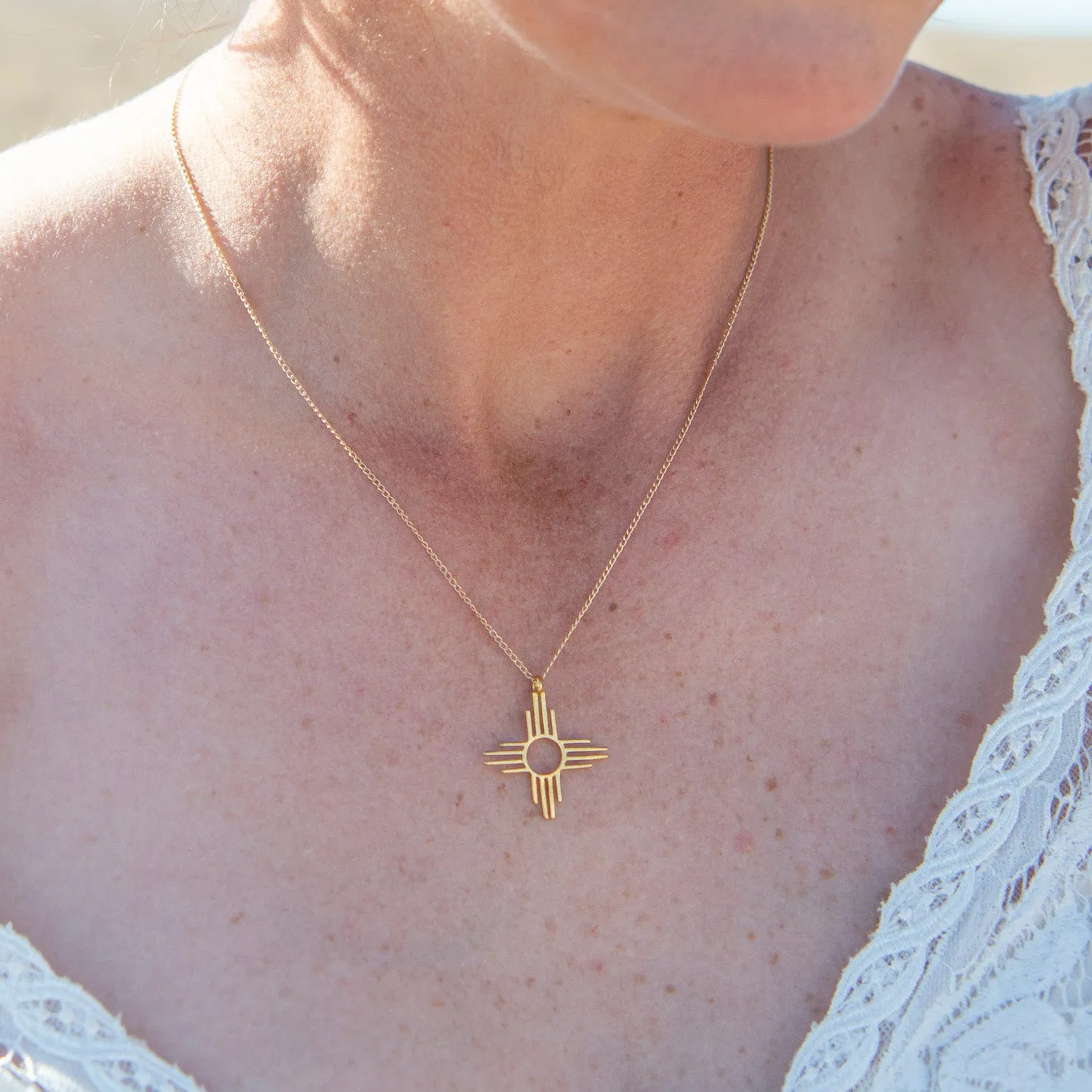 Enchantment: Gold Zia Dangle Pendant