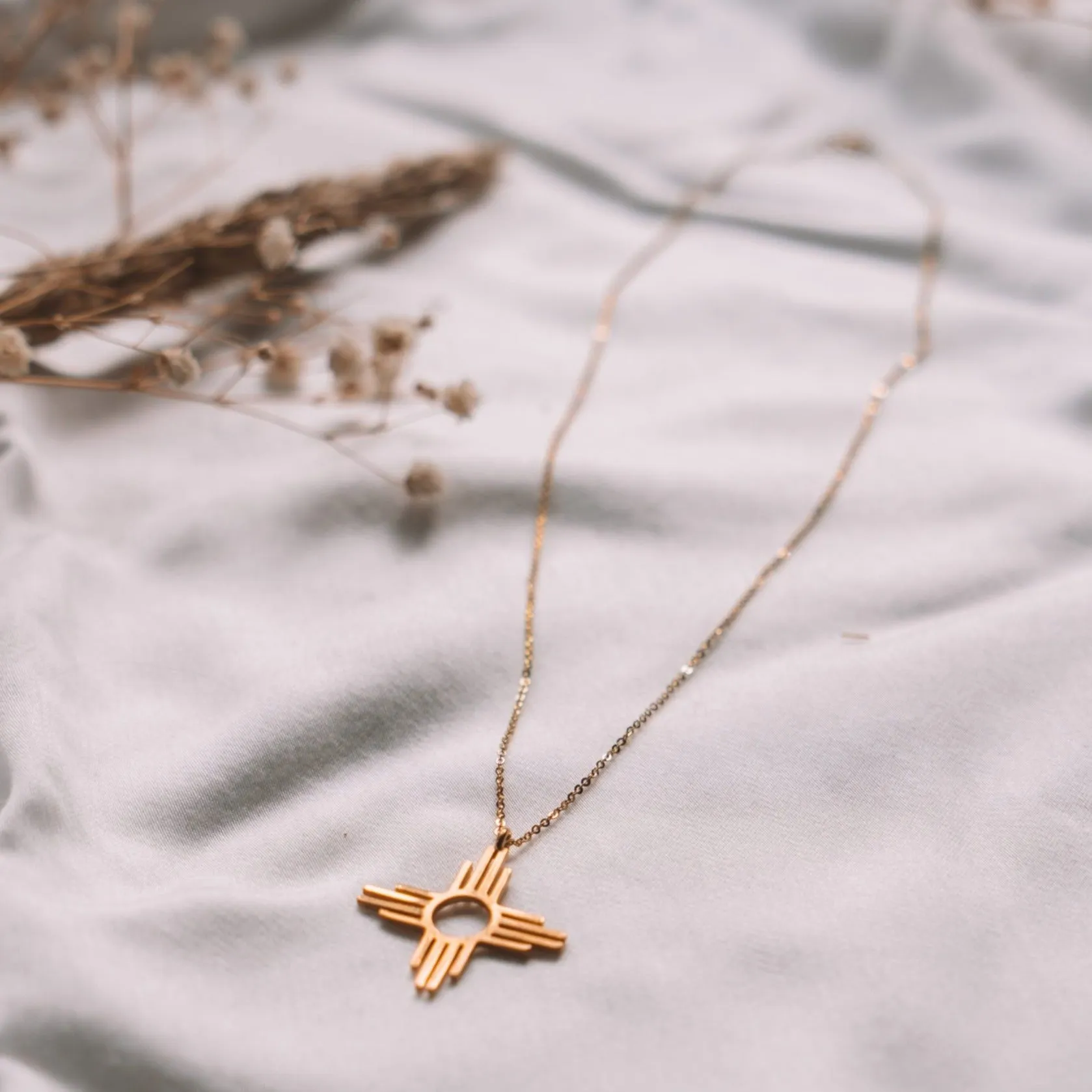 Enchantment: Gold Zia Dangle Pendant