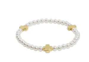 Enewton Signature Cross Pearl Pattern 4mm Bead Bracelet - Gold